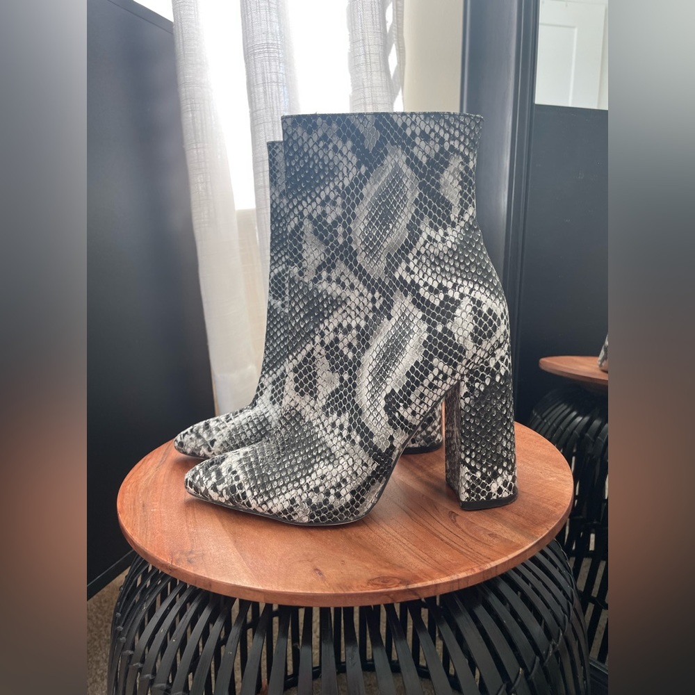 PrettyLittleThing Snakeskin Ankle Boots